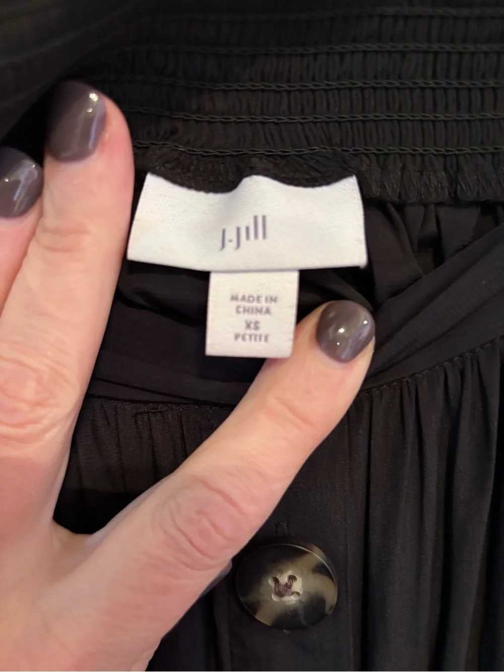 J. Jill Black Button-Front Midi Skirt
